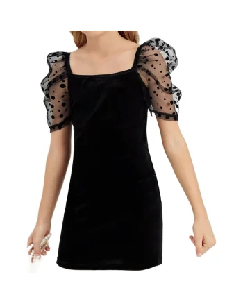 Rochie Fetiță Giulia Neagră cu Mâneci Bufante și Detalii Elegante, Negru