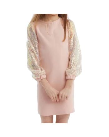 Rochie elegantă pentru fete Vivienne - Mâneci cu tul și paiete, perfectă pentru ocazii speciale, Roz