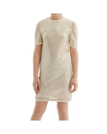Rochie Elegantă pentru Fete Viola - Aurie, cu Paiete și Mânecuțe Bufante, Confort și Stil pentru Ocazii Speciale, Auriu