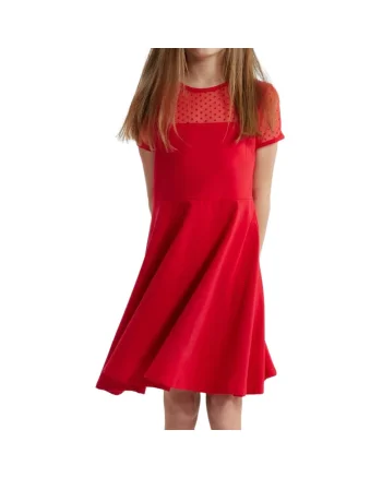 Rochie Fetițe Eleganță și Confort Elly, Roșu Vibrant, Ideală pentru Evenimente și Uz Zilnic, Fabricată în UE, Rosu