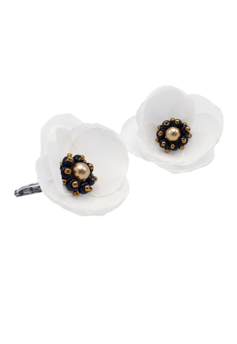 Cercei dama eleganti cu tortita, Zia Fashion, Alb