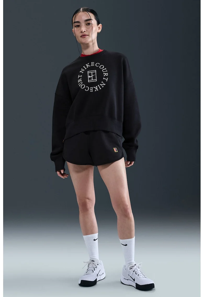 Bluza de trening cu logo, pentru tenis, Alb fildes/Negru