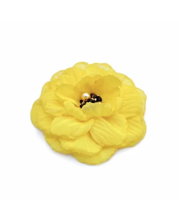 Brosa eleganta floare,  voal, 8.5 cm, Galben