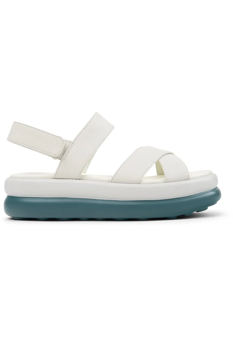 Sandale flatform de piele Pelotas Flota Up, Alb/Alb murdar