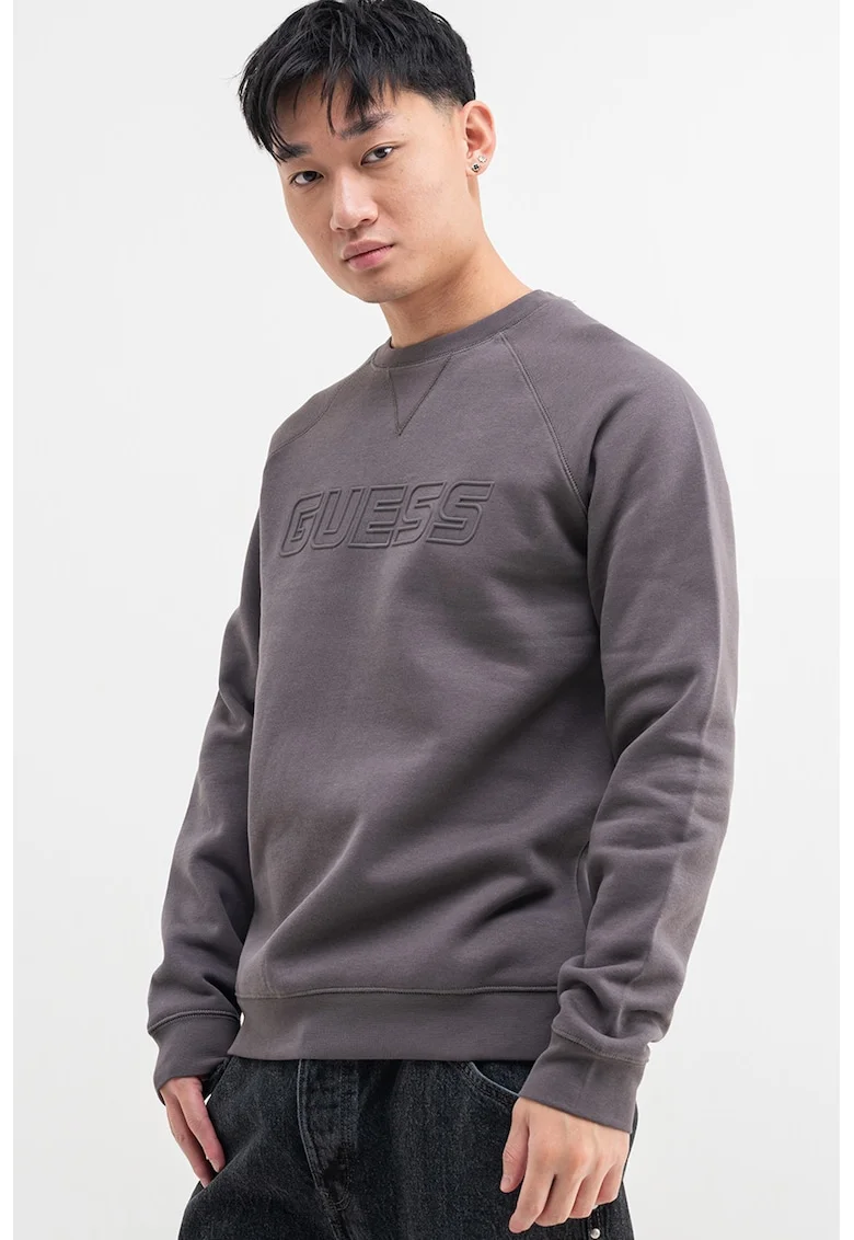 Bluza de trening cu decolteu la baza gatului, Maro taupe deschis
