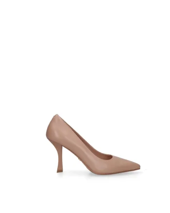Pantofi din piele cu varf ascutit Silvana Prime, Bej inchis