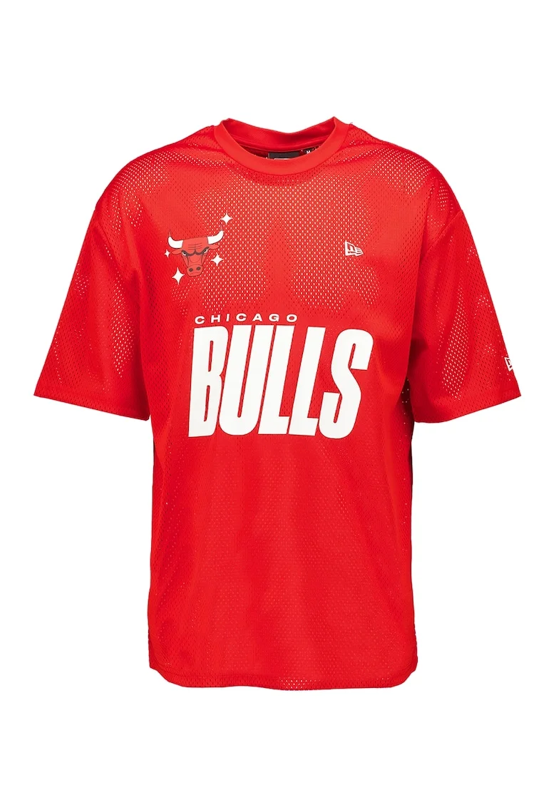 Tricou din bumbac Chicago Bulls NBA, Alb optic/Rosu vermillion