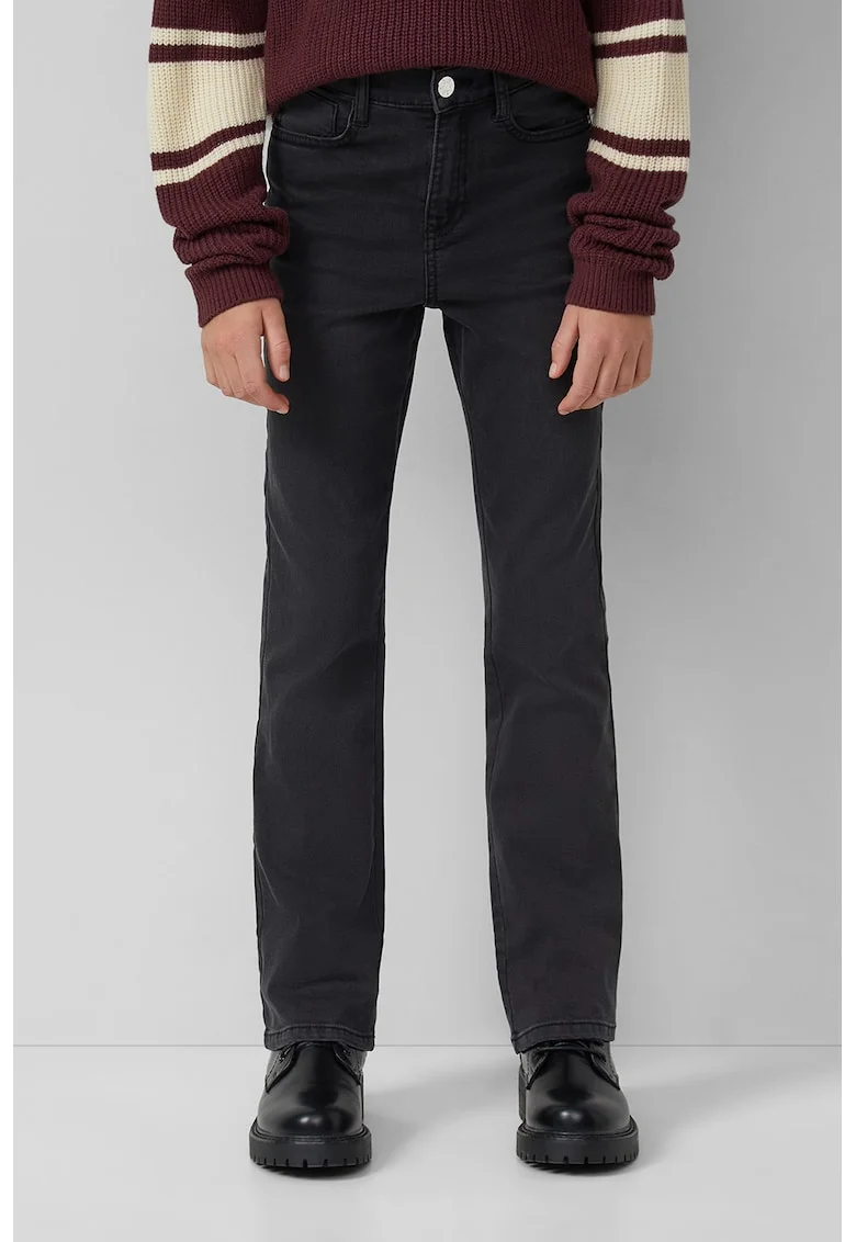 Blugi bootcut cu talie medie, Negru stins