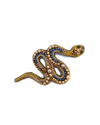 Brosa sarpe, Zia Fashion, Gold Snake, auriu, handmade