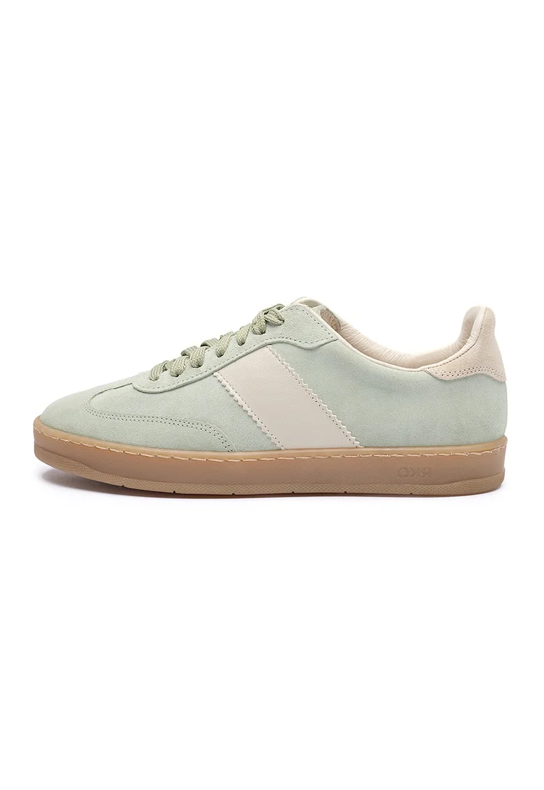 Pantofi sport din piele si piele intoarsa Nora, Verde pal