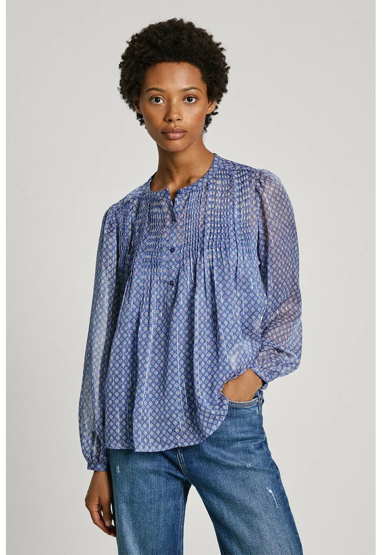 Bluza cu mansete elastice, Albastru pastel