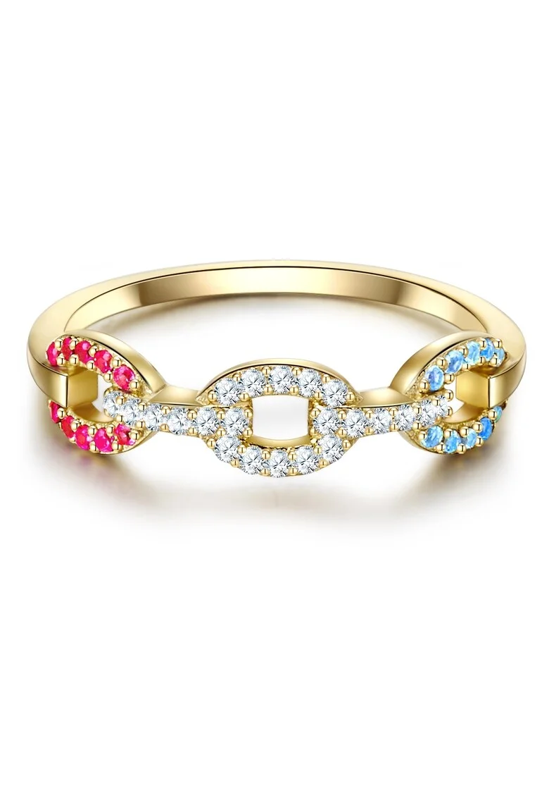 Inel placat cu aur de 14K si cu zirconia, Auriu