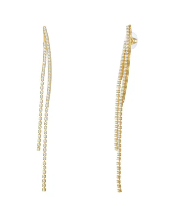 Cercei placati cu aur de 14K si zirconia, Auriu