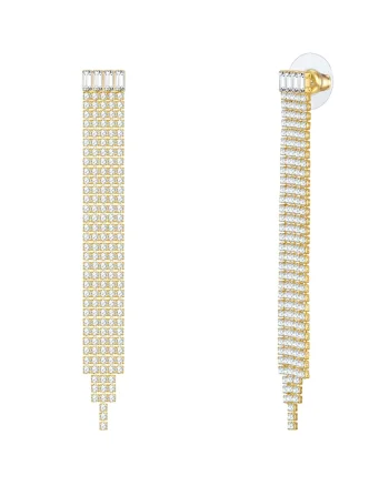 Cercei drop placati cu aur de 14K si zirconia, Auriu