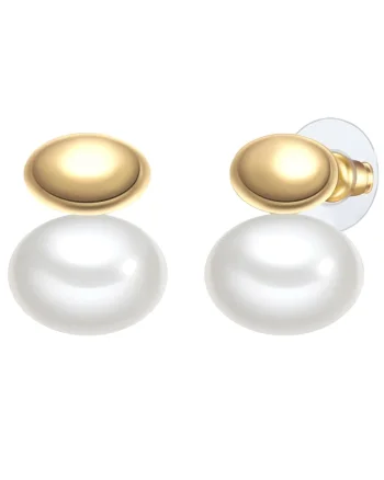 Cercei placati cu aur de 14K, perla si tija, Auriu