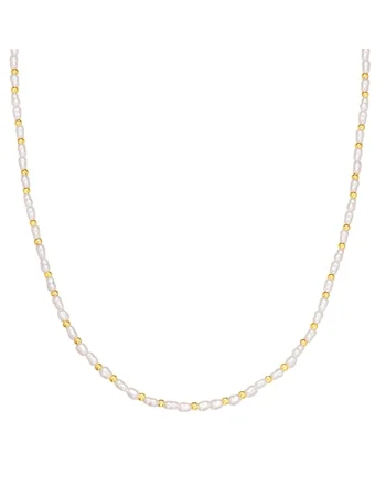 Colier placat cu aur de 14K, Alb