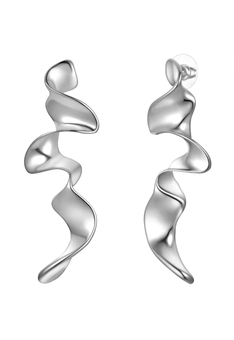 Cercei drop cu model asimetric, Argintiu