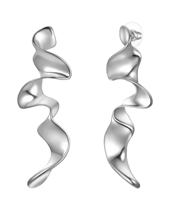 Cercei drop cu model asimetric, Argintiu