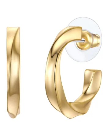 Cercei semirotunzi placati cu aur de 14K si tija, Auriu