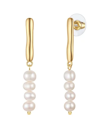 Cerce drop placati cu aur de 14K 170615, Alb
