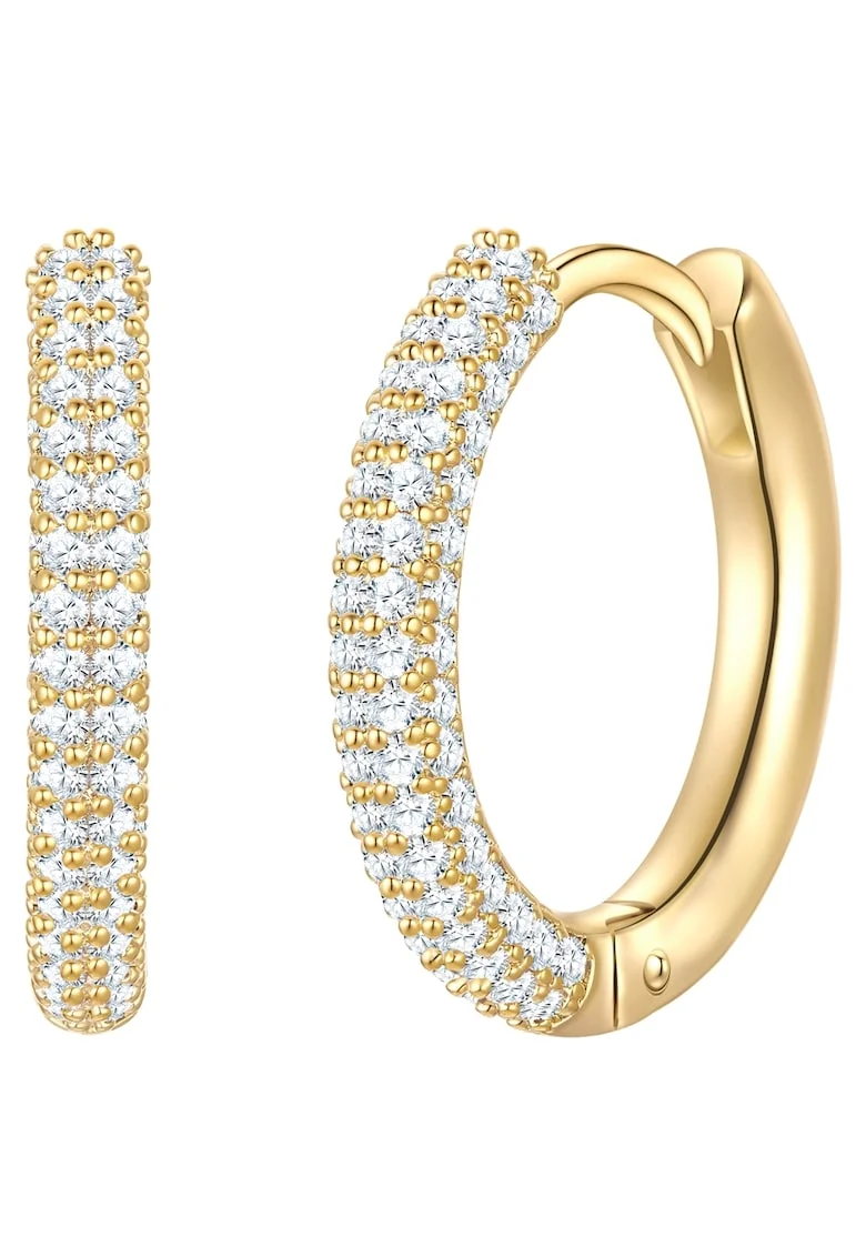 Cercei rotunzi placati cu aur de 14k si cu zirconia, Auriu