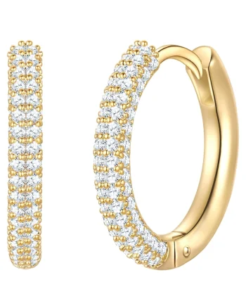 Cercei rotunzi placati cu aur de 14k si cu zirconia, Auriu