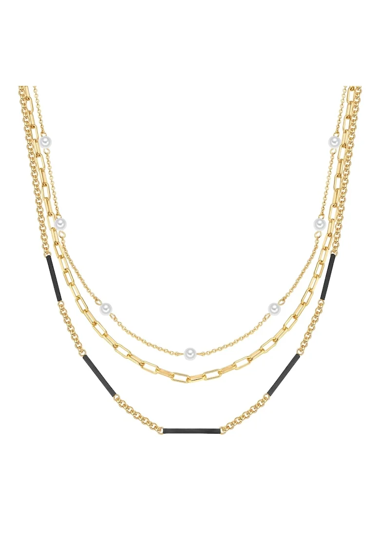 Colier cu model stratificat si placat cu aur de 14K 170287, Auriu