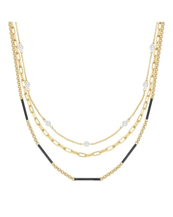 Colier cu model stratificat si placat cu aur de 14K 170287, Auriu