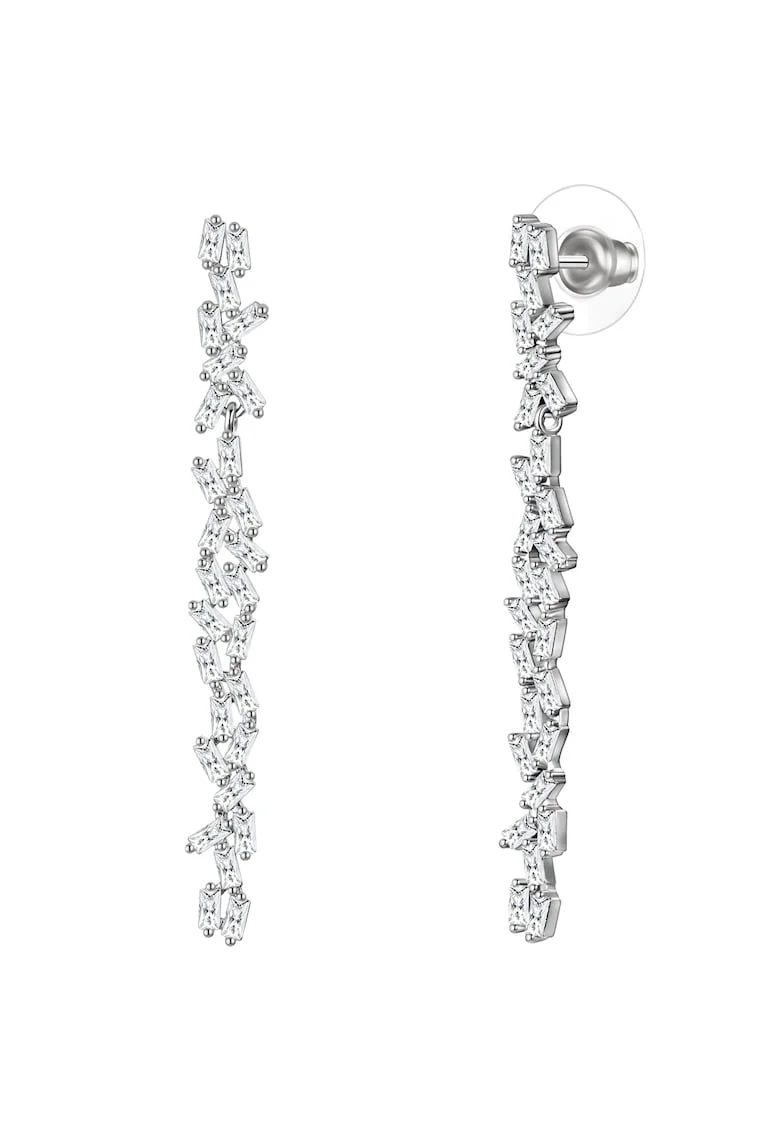 Cercei drop cu zirconia, Argintiu