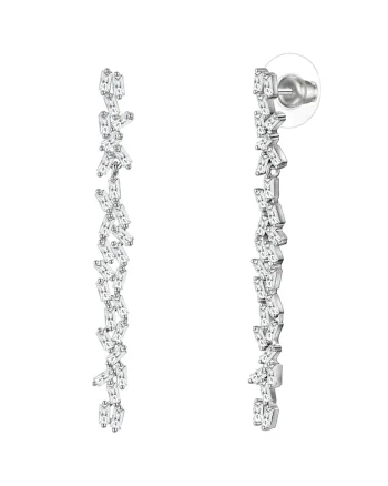 Cercei drop cu zirconia, Argintiu