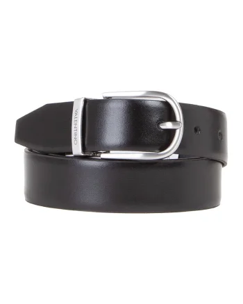 Curea de piele cu catarama metalica, Negru/Bleumarin