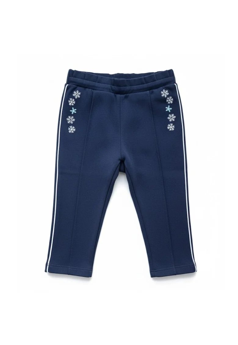 Pantaloni de trening  pentru copii, bleumarin cu fulgi de zapada, marimea 80