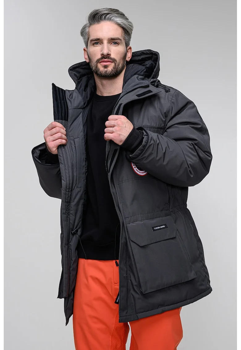 Geaca parka cu gluga si umplutura de puf Expedition, Gri inchis