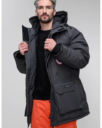 Geaca parka cu gluga si umplutura de puf Expedition, Gri inchis