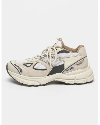 Pantofi sport de piele intoarsa cu garnituri de plasa, Alb/Gri/Bej