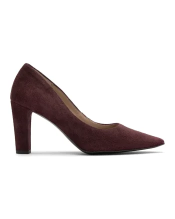 Pantofi de piele cu toc masiv Phoebe, Visiniu