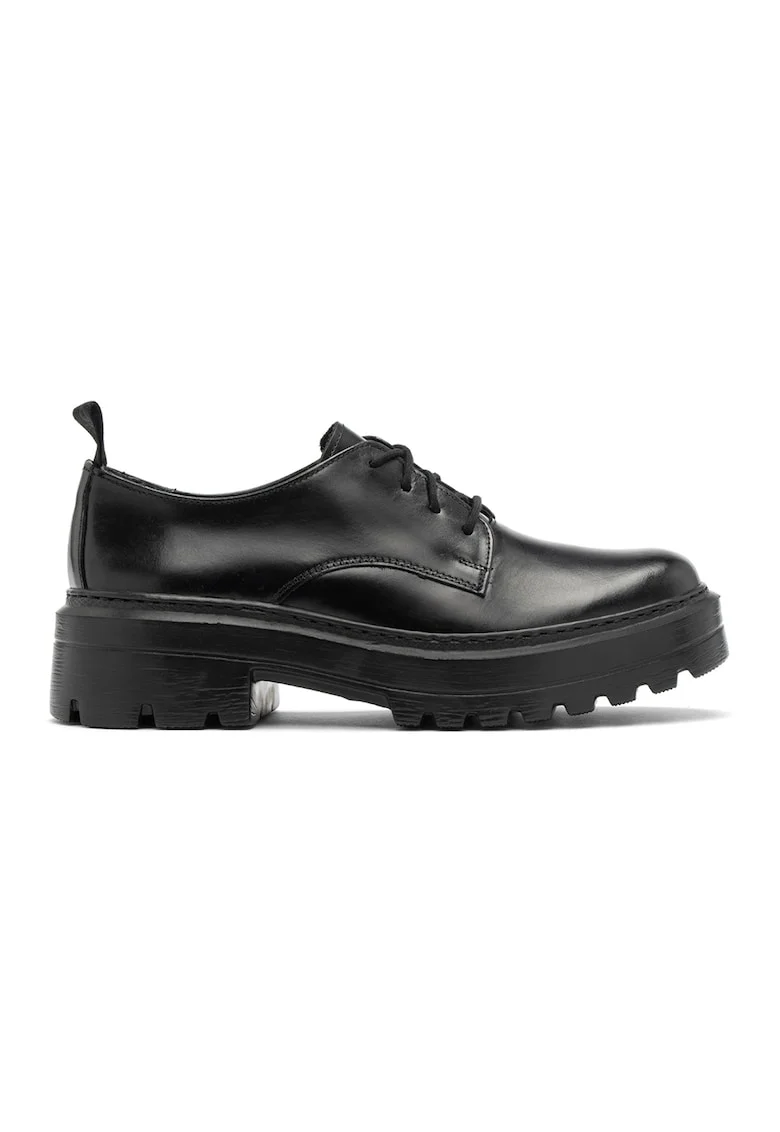 Pantofi de piele cu sireturi, Negru