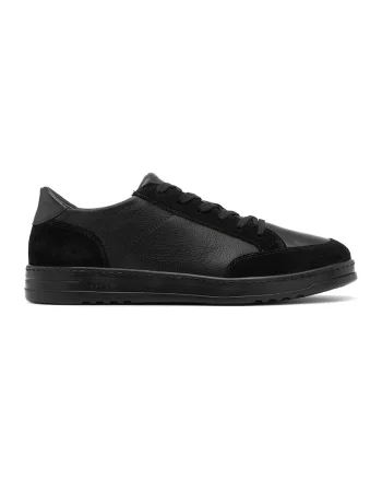 Pantofi sport de piele si piele intoarsa, Negru
