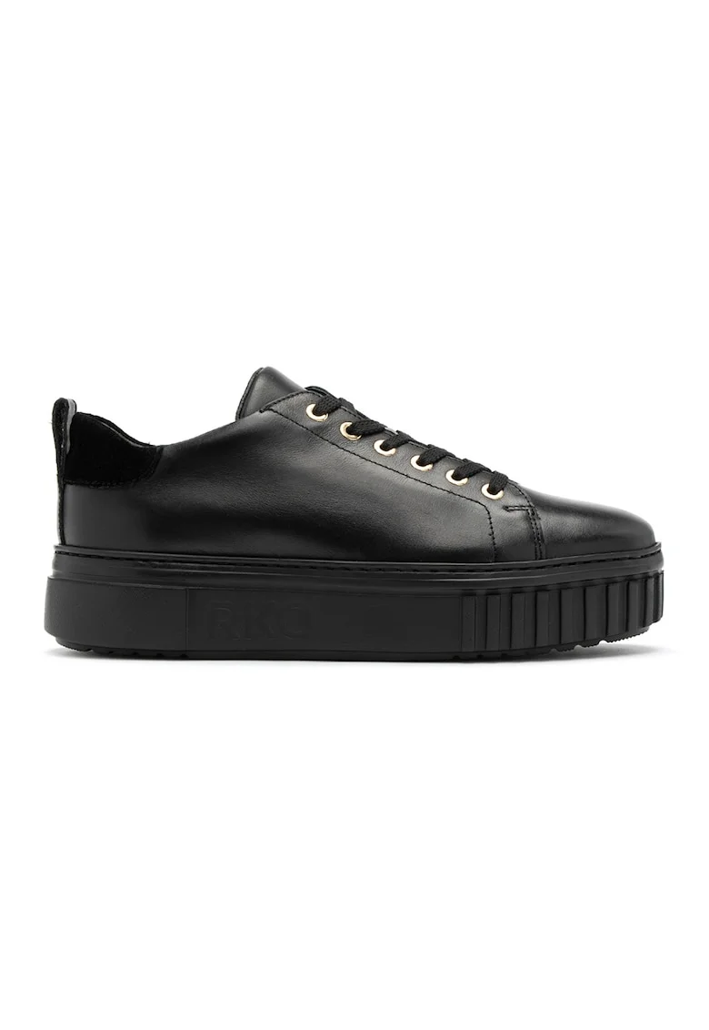 Pantofi flatform de piele, Negru