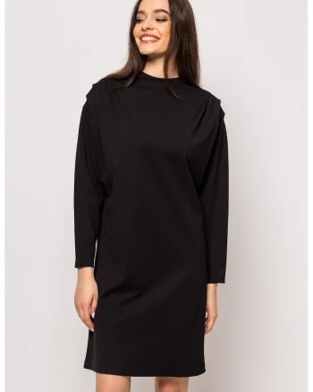 Rochie dreapta cu maneci cazute Vivi, Negru