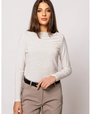 Bluza cu model in dungi Candla, Alb fildes