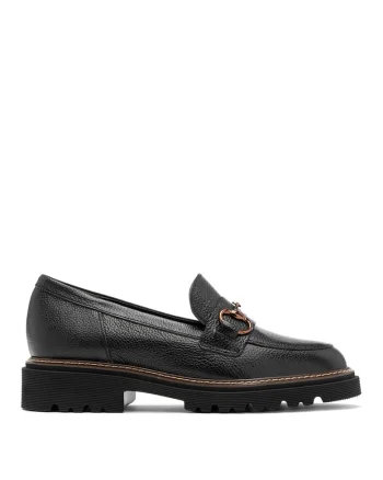 Pantofi loafer de piele cu aspect texturat, Negru stins