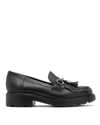 Pantofi loafer cu lant decorativ si canaf decorativ Pauline, Negru