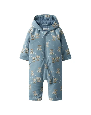 Salopeta pentru copii,  unisex, poliester, model cu elefanti, albastru