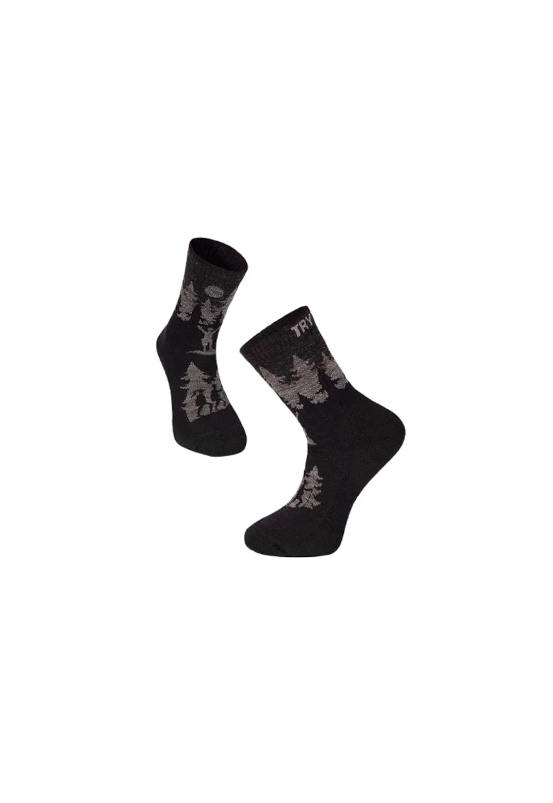 Sosete de drumetie din lana merino Capricorn Alpin, Gridwqfxzg, Negru