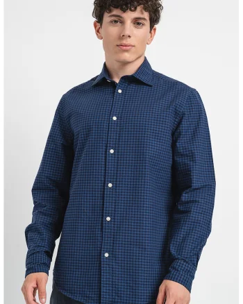 Camasa regular fit cu model in carouri, Bleumarin