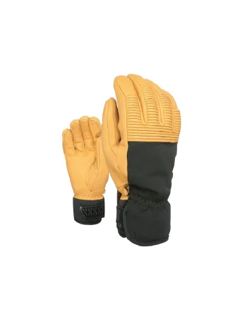 Manusi ski barbati, Level, Piele/Poliester, Negru/Galben,