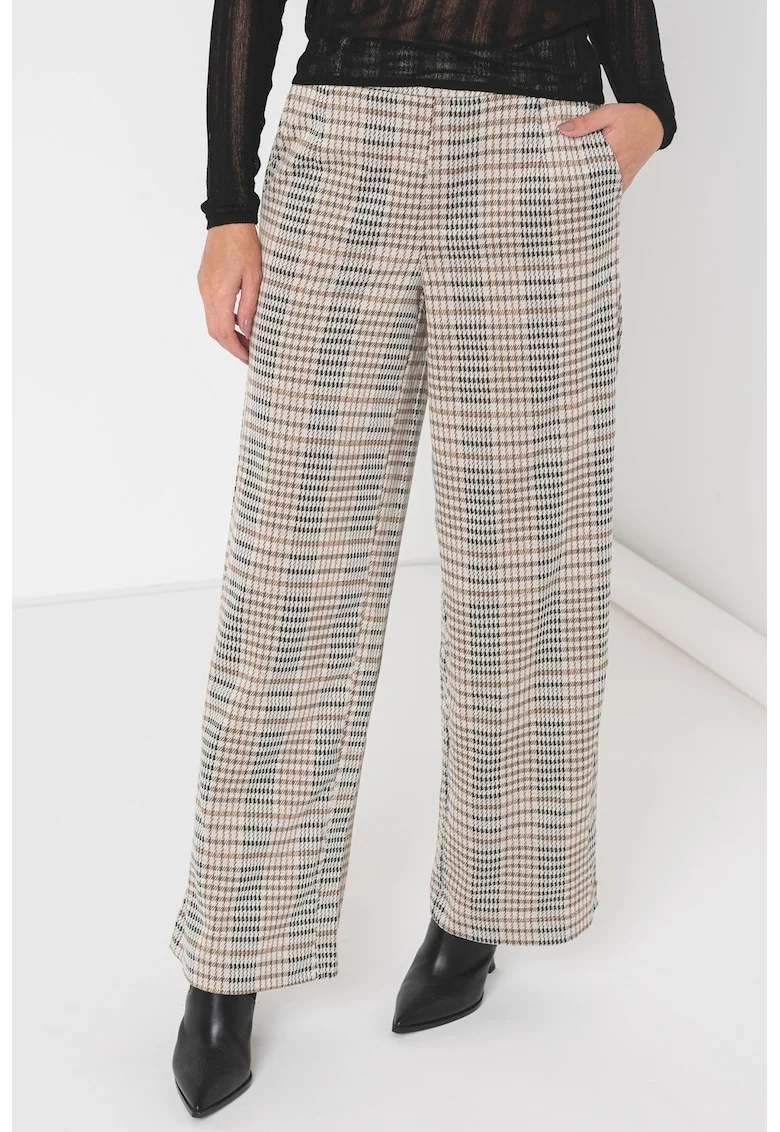 Pantaloni ampli in dungi, Negru/Maro nisip
