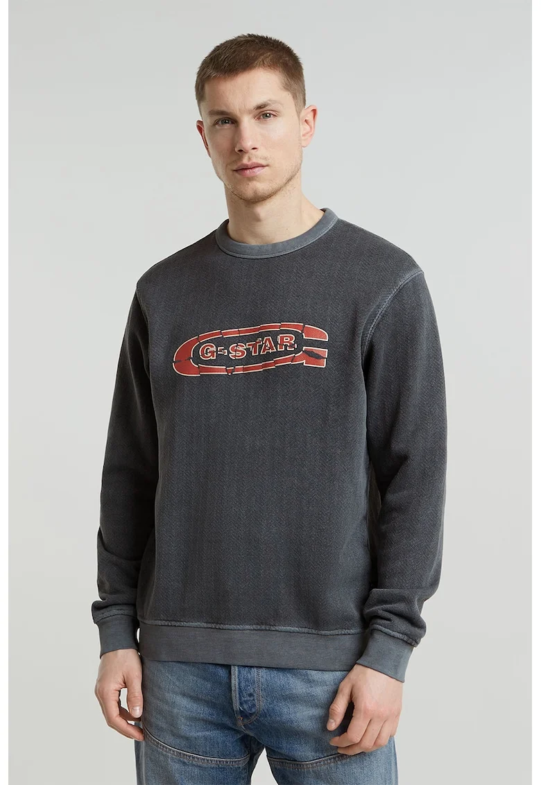 Bluza de trening de bumbac organic cu logo, Gri antracit