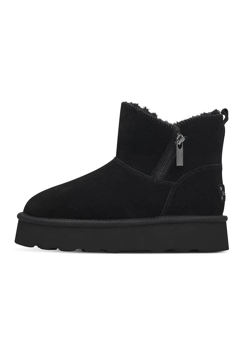 Ghete flatform de piele intoarsa, Negru